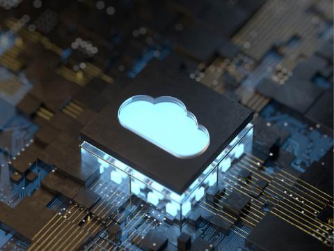 IMAGE: Cloud icon on a computer chip